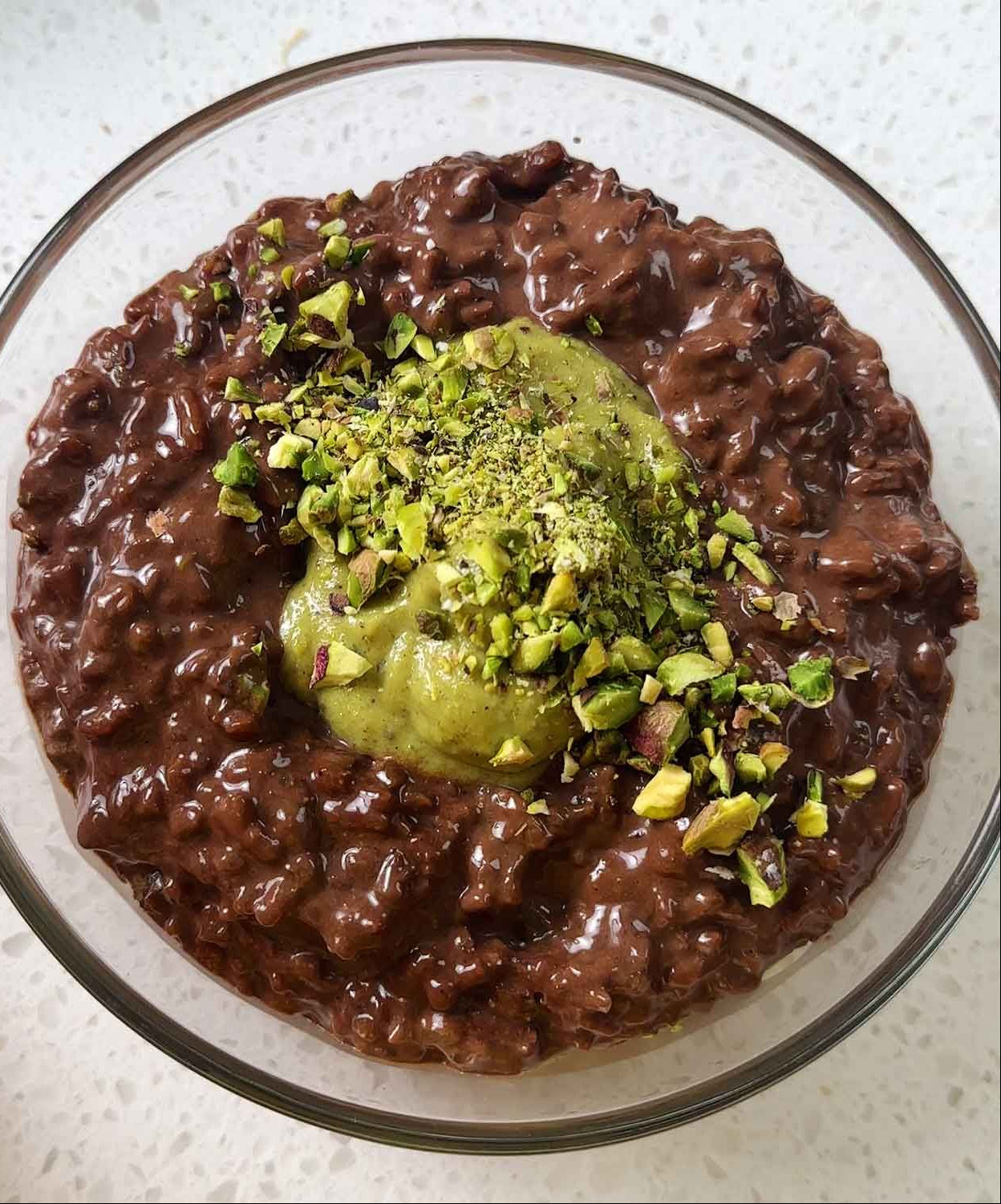Chocolate Pistachio Rice Pudding