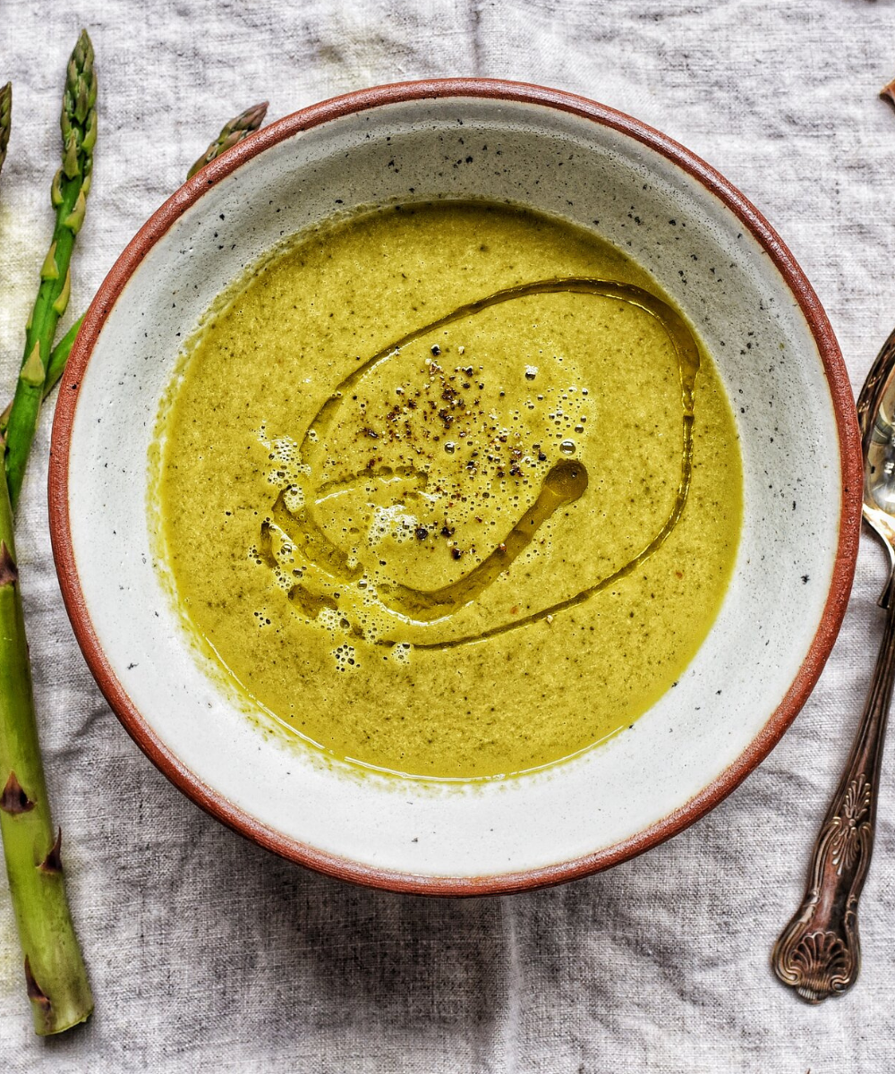 Green Pea, Asparagus & Swiss Chard Soup