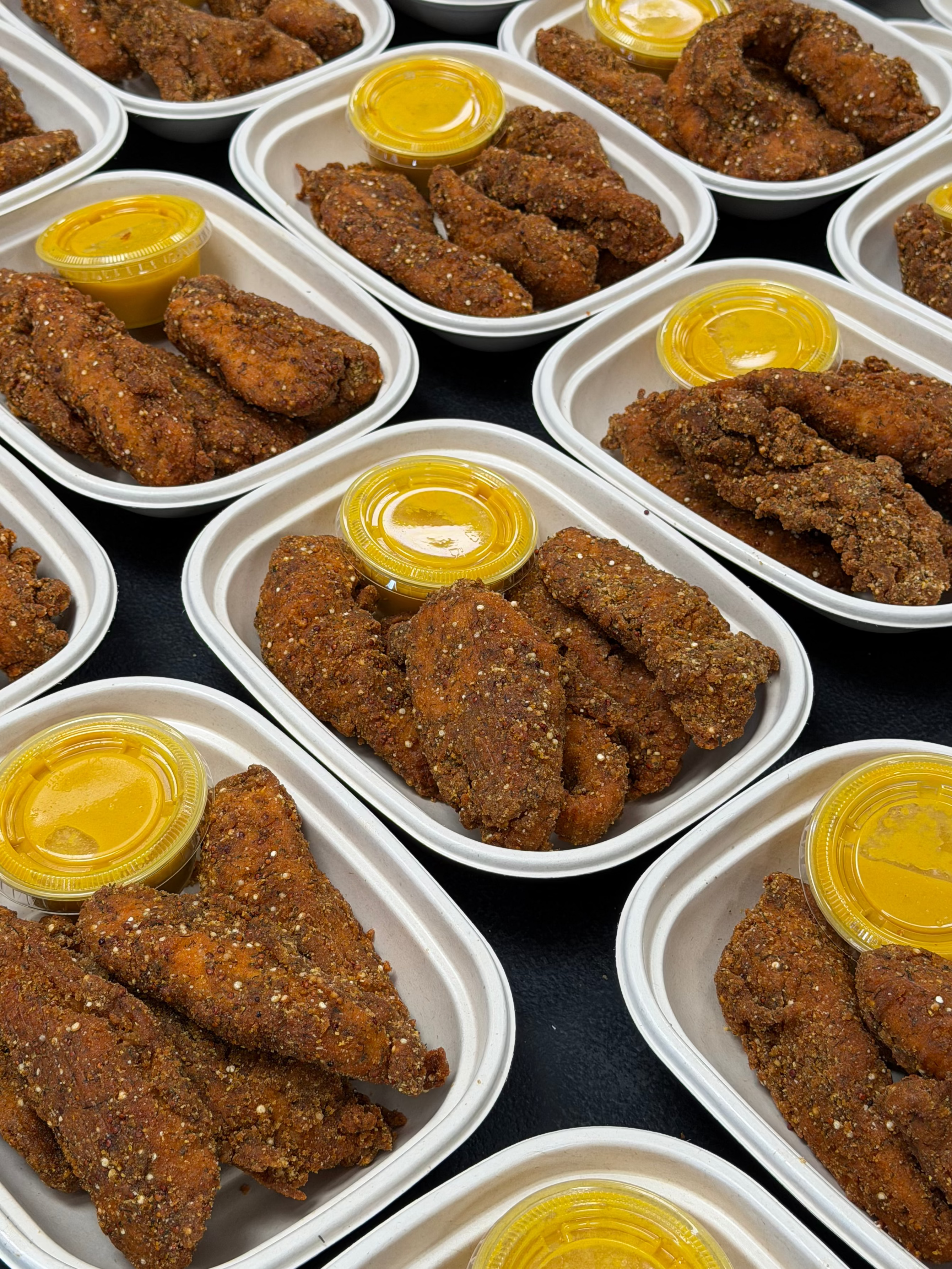 Quinoa Crusted Chicken Tenders with Homemade Carrot Ketchup