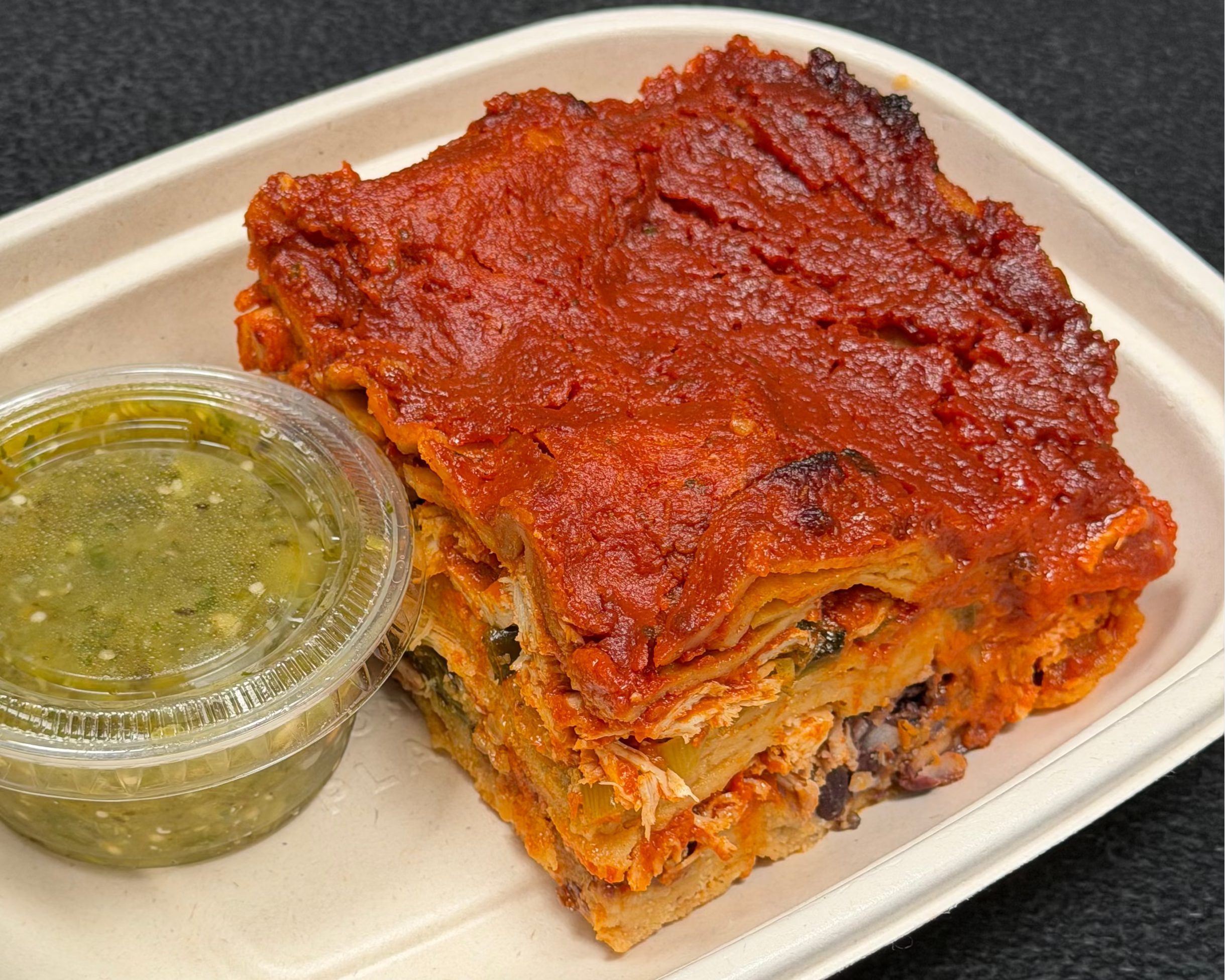 Shredded Chipotle Chicken Enchiladas w/ Poblano Crema