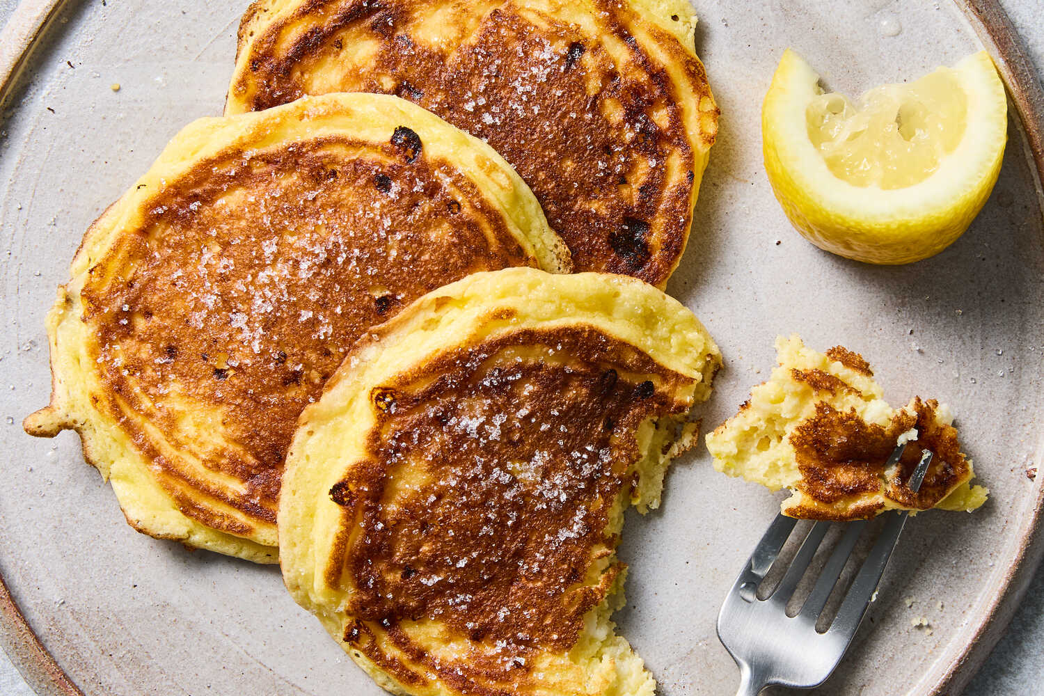 Lemon Cottage Cheese Protein Pancakes w/ Blueberry Jam 