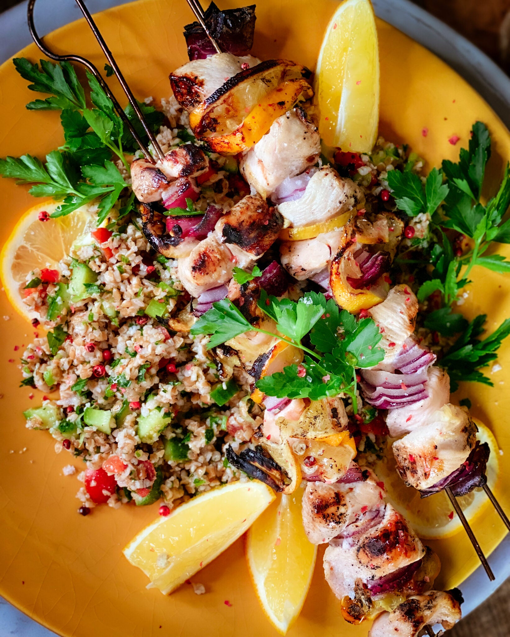 Lemony Greek Chicken Kebabs