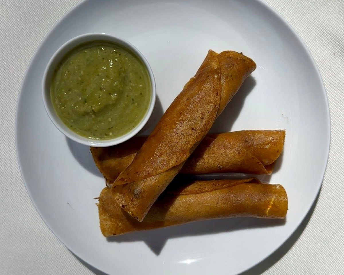 Yam & Poblano Taquitos w/ Tomatillo Salsa